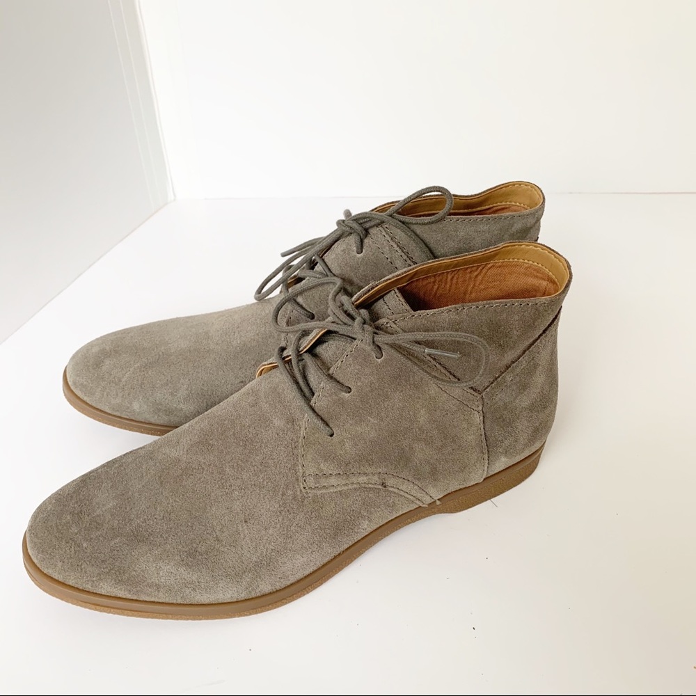 Franco Sarto Percy Ankle Boots Suede Beige Sz 10